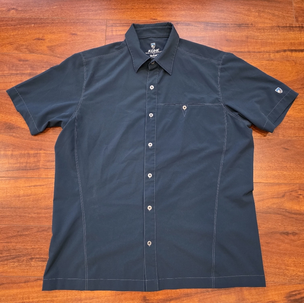 Kuhl Tufflex Shirt Men's Short Sleeve Size M Pirate Blue